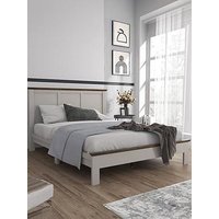 Very Home Crawford Wooden Bed With Mattress Options - Grey/Dark Oak (Buy &Amp; Save!) - Bed Frame With Memory Mattress
