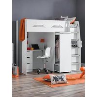 Julian Bowen Max High Sleeper Bed With Desk, Drawers, Pull Out Wardrobe And Hidden Cupboards