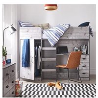 Very Home Jackson High Sleeper With Storage And Mattress Options (Buy And Save!) - Weathered Grey - Bed Frame With Premium Mattress