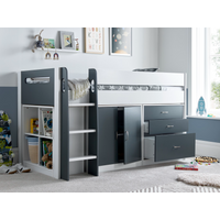 Bedmaster Lacy Storage Mid Sleeper Single Grey and White Mid Sleeper