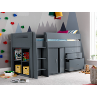 Bedmaster Lacy Storage Mid Sleeper Single Wood Grey   Mid Sleeper