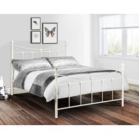 Rebecca - King Size - Metal Bed - White - Metal - 5ft - Happy Beds