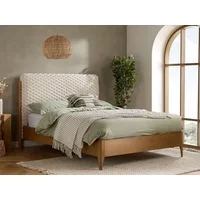Birlea Hatti White and Oak Fabric Bed frame - 5ft King Size