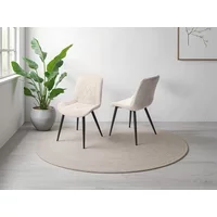 Core Aspen Diamond Stitch Set of 2 Natural Fabric Dining Chairs