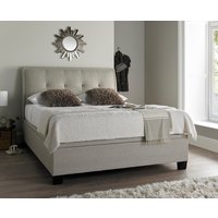 Accent - Double - Ottoman Storage Bed - Neutral Oatmeal - Fabric - 4ft6 - Happy Beds