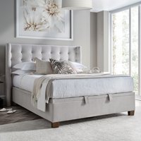Brunton - Super King Size - Winged Ottoman Storage Bed - Stone Clay - Fabric - 6ft