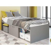 Arctic - Single - Kids Low Sleeper Storage Bed - Grey - Wood - 3ft - Happy Beds