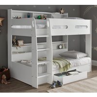 Polaris - Single - Storage Bunk Bed - White - Wooden - 3ft Single - Happy Beds