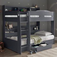 Polaris - Single - Storage Bunk Bed - Anthracite - Wooden - 3ft Single - Happy Beds