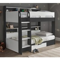Polaris - Single - Storage Bunk Bed - Grey/White - Wooden - 3ft - Happy Beds