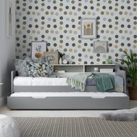 Tyler - Single - Day Bed - Storage and Grey Guest Bed Trundle - Grey and White - Wooden - 3ft - Happy Beds