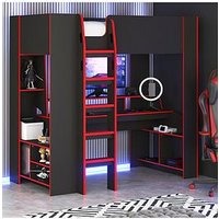 The Very Collection Fenner High Sleeper Gaming Bed With Desk, Shelves And Mattress Options (Buy & Save!)