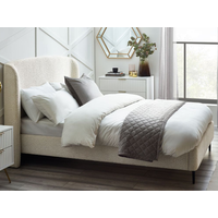 Eden - Double - Bed Frame - Off White/Ivory - Boucle Fabric - 4ft6 - Happy Beds