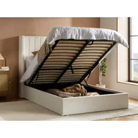 ASC Melody White Boucle Fabric Ottoman Bed Frame - 4ft6 Double