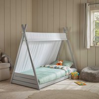 Adventure Grey Wooden Teepe Cabin Bed with Fabric Canopy - 3FT Single