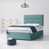 Single - Divan Bed and Cornell Lined Headboard - Duck Egg Blue - Fabric - 3ft - Happy Beds
