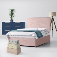 Single - Divan Bed and Cornell Plain Headboard - Pink - Velvet - 3ft - Happy Beds