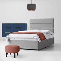 Super King Size - Divan Bed and Cornell Lined Headboard - Light Grey - Fabric - 6ft - Happy Beds