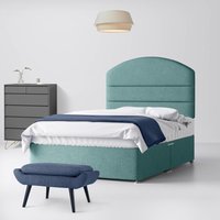 Small Double - Divan Bed and Dudley Lined Headboard - Duck Egg Blue - Fabric - 4ft - Happy Beds