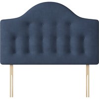 Victor - Single - Buttoned Headboard - Dark Blue - Fabric - 3ft - Happy Beds
