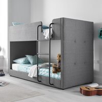 Saturn - Single - Kids Bunk Bed - Grey - Fabric - 3ft - Happy Beds