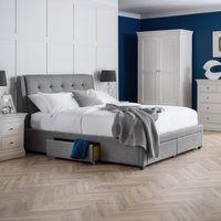 Fullerton Grey Fabric 4 Drawer Storage Bed Frame Only - 6ft Super King Size - Happy Beds
