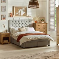 Wilton - Double - 4 Drawer Storage Bed - Grey - Fabric - 4ft6 - Happy Beds
