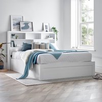 Arizona - King Size - Bookcase Ottoman Storage Bed - White - Wooden - 5ft - Happy Beds