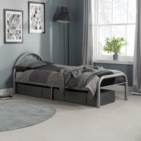 Solo - Single - Metal Bed - Silver Grey - Metal - 3ft - Happy Beds