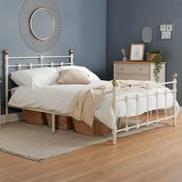 Atlas - Small Double - Cream & Brass Metal Bed Frame - Small Double -Happy Beds
