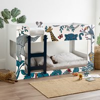 Safari - Single - Wooden Bunk Bed with Animal Graphics - White - Wooden - 3ft - Happy Beds