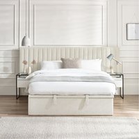 Paige - Super King - Ottoman Storage Hotel Bed - White - Fabric - 6ft - Happy Beds