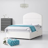 Small Double - Divan Bed and Dudley Lined Headboard - White - Fabric - 4ft - Happy Beds