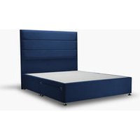 Wilmslow Bed Midnight Blue - Super King / Side Ottoman / Dark Wood