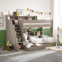 Tuscan - Single - Staircase Bunk Bed - Grey Oak - Wooden - 3ft - Happy Beds