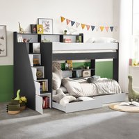 Tuscan - Single - Staircase Bunk Bed - Grey/White - Wooden - 3ft - Happy Beds