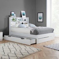 Alfie - Single - Bookcase Storage Bed - Underbed Storage - White - Wooden - 3ft - Happy Beds