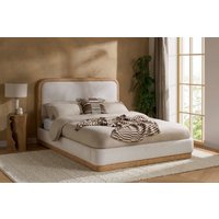 Birlea Girona White Boucle Fabric Bed Frame - 5ft King Size