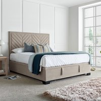 Watson - Super King Size - Ottoman Bed Frame - Warm Stone - Fabric 6FT - Happy Beds