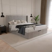 Hartley - King Size - Winged Ottoman Storage Bed - Taupe - Fabric - 5ft