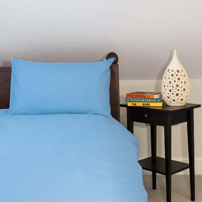 Polycotton Pale Blue - Extra Large Single Duvet Cover Set