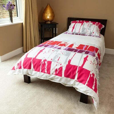 4.5 Tog Duvet Polycotton Abstract Red Cover Set & Pillow