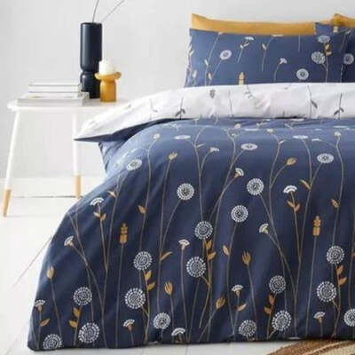 Polycotton Scandi Navy Floral - Extra Large Single Duvet Cover Set
