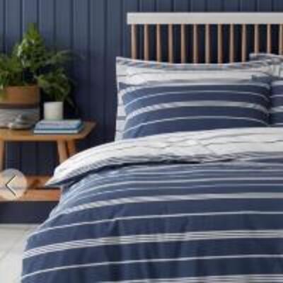 Student Bedding Set Twin Pack - Stripes & Checks - Naval Stripe 100% Cotton