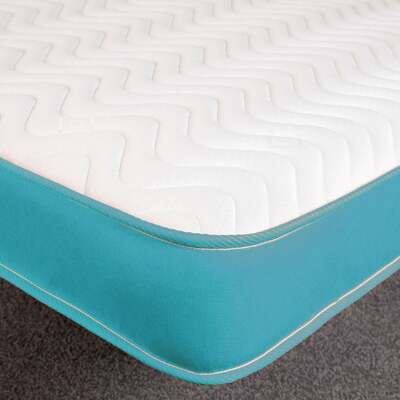 Starlight Beds™ 7" Deep Cool touch Luxurious soft Finish Memory Foam & Hybrid Spring Teal Blue Border Mattress - 2ft6 Small Single Mattress (75cm by 1