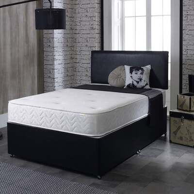 Starlight Beds™ Hand Tufted Luxurious Finish 8" Deep Memory Foam with 13.5g Spring White Mattress - 4ft Small Double Mattress (120cm by 190cm)