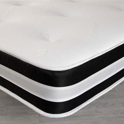 Starlight Beds™ Hand Tufted Finish 8.5" Deep Luxurious Memory Foam with Spring White and Black Mattress - 2ft6 Small Single Mattress (75cm by 190cm)