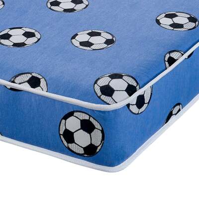 Starlight Beds™ &pipe; Children's 6" All Foam Blue Football Mattress - 2ft6 by 5ft9 Shorty Mattress (75cm by 175cm)