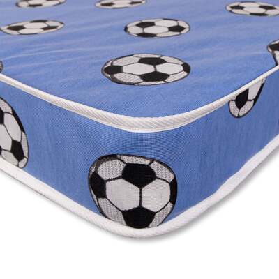Starlight Beds™ Children's Blue Football Mattress - 2ft6 by 5ft9 Shorty Mattress (75cm by 175cm)