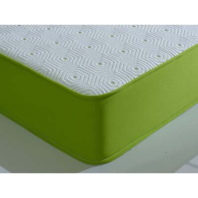 Starlight Beds™ 7" Deep Cool touch Luxurious soft Finish Memory Foam & Hybrid Spring Lime Green Border Mattress - 4ft6 Double Mattress (135cm by 190cm